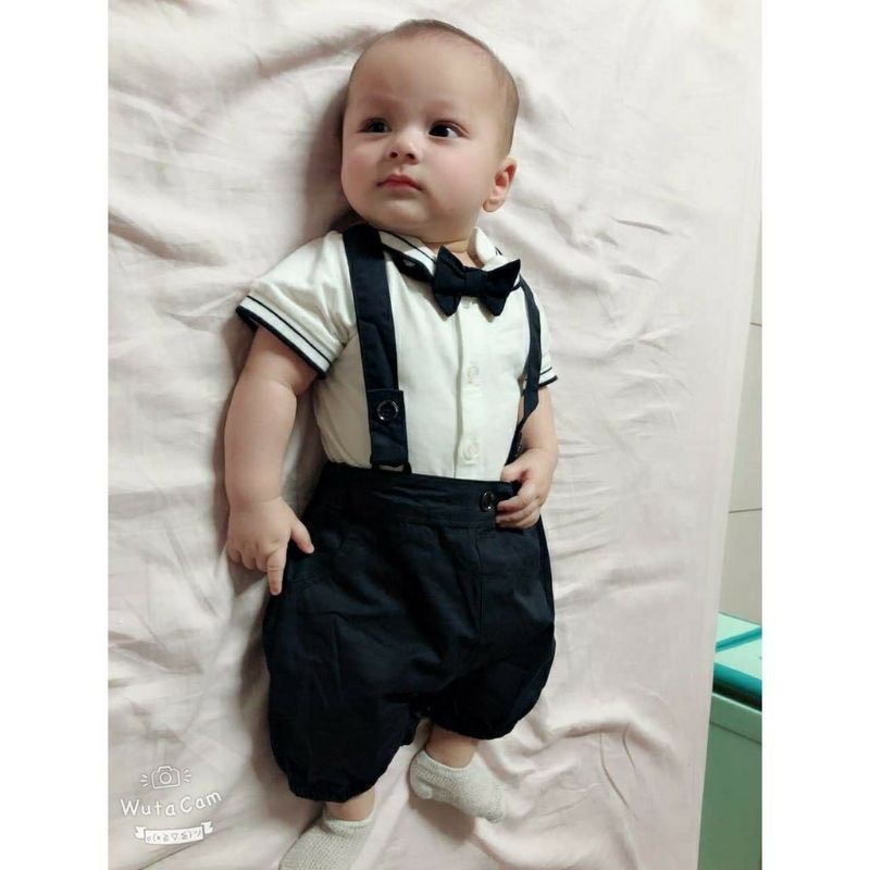 Set công tử áo thun polo trắng dành cho bé trai