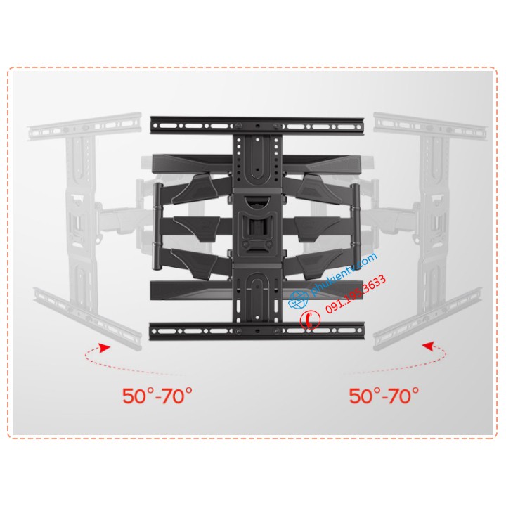 Giá Treo Tivi Góc Xoay NB P6 45 - 75 Inch - Khung Treo Tivi Xoay Đa Năng - Hàng Chính Hãng North Bayou