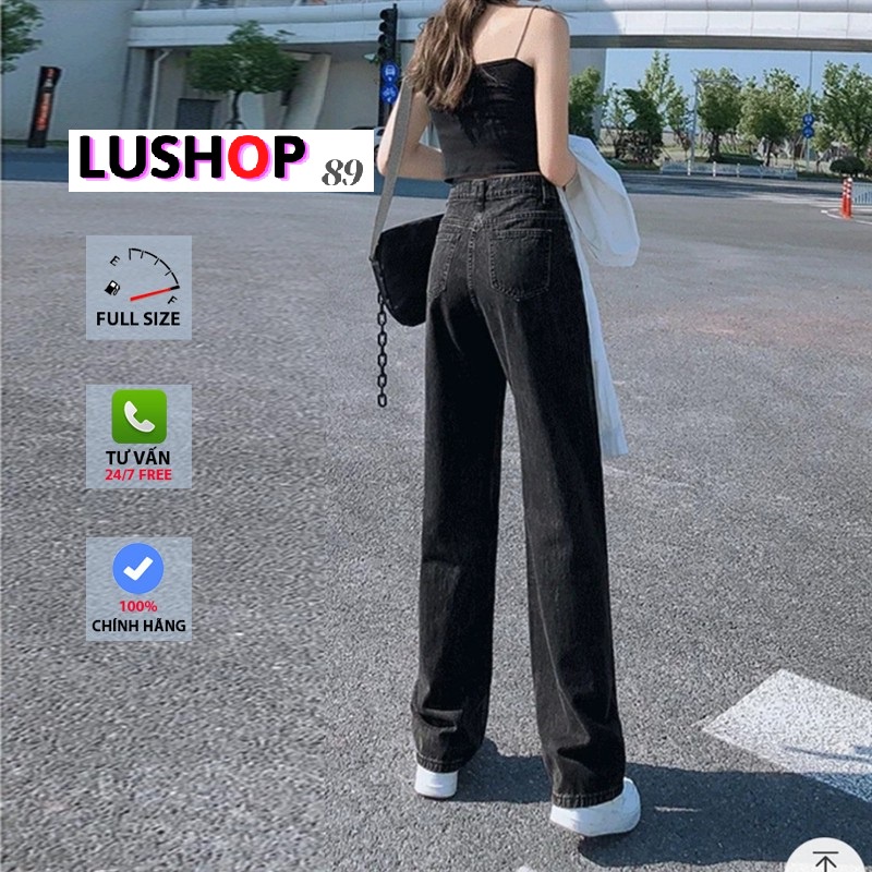 Quần jean bò ống rộng quần jean bò ống suông jeans nữ lưng cao cạp cao quần nữ đẹp hot QT27 lushop89 | BigBuy360 - bigbuy360.vn