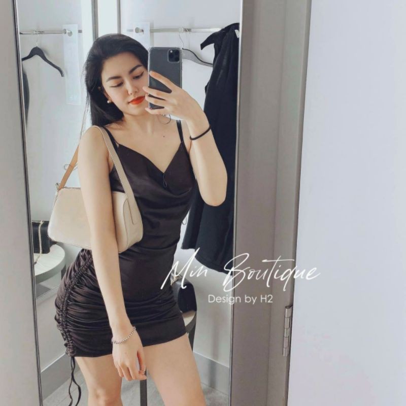 Váy 2 dây lụa dây rút sườn