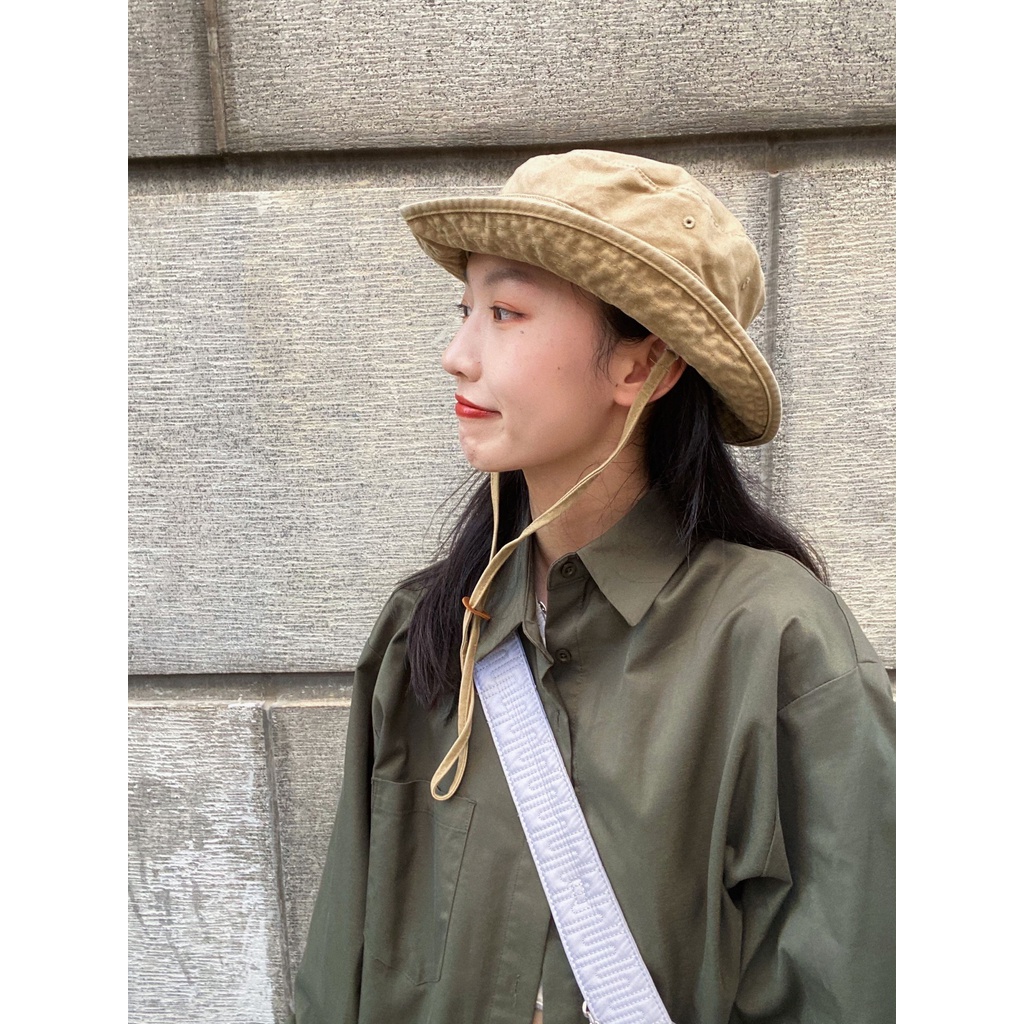 Mũ Tai Bèo Vải Cotton Có Dây Thừng Chống Gió Che Nắng Dễ Phối Đồ Thích Hợp Cho Các Hoạt Động Ngoài Trời