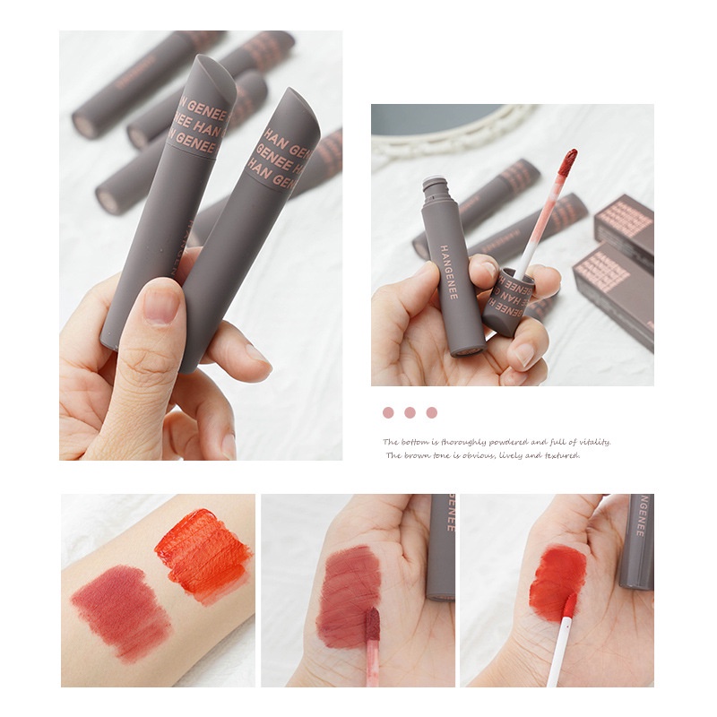 Son kem lì HANGENEE dễ tán, mẫu mới tone đỏ nâu đất cực HOT, son môi nội địa trung chính hãng