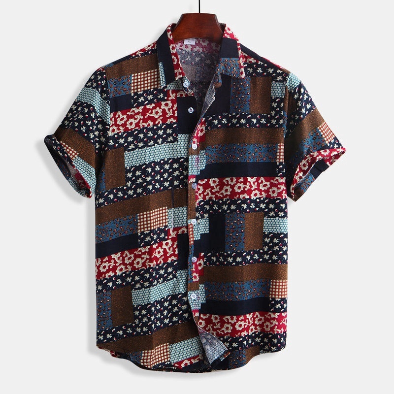Men's Printed Short Sleeve Men's Floral Shirt85 | BigBuy360 - bigbuy360.vn