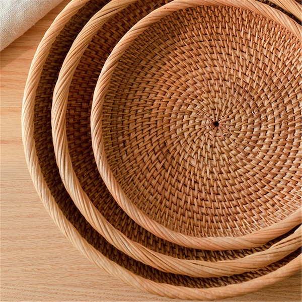 Dĩa mây đựng đồ - Dĩa mây guột decor trang trí - Rattan Plate