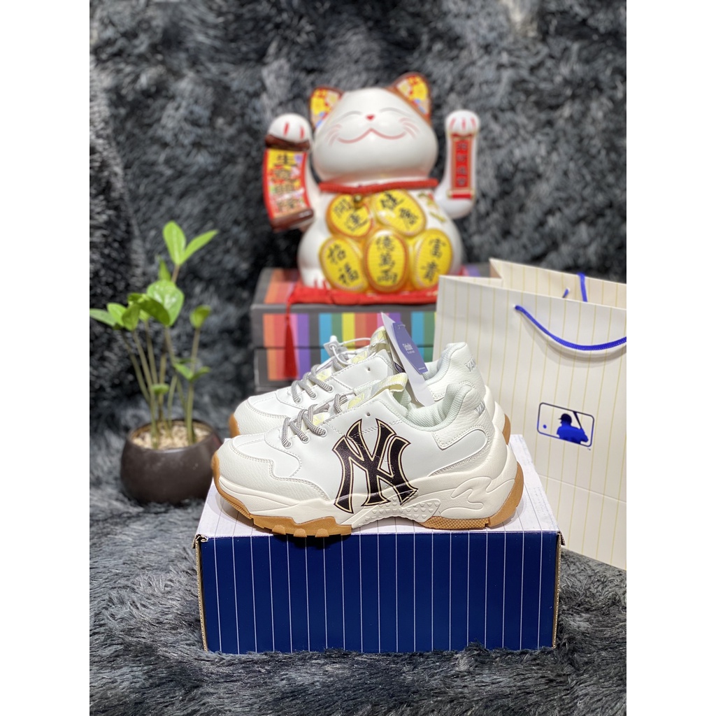 [FullBox+Bill] Giày MLB NY chữ đen đế nâu full box hàng 11 đế tách  +bill freeship