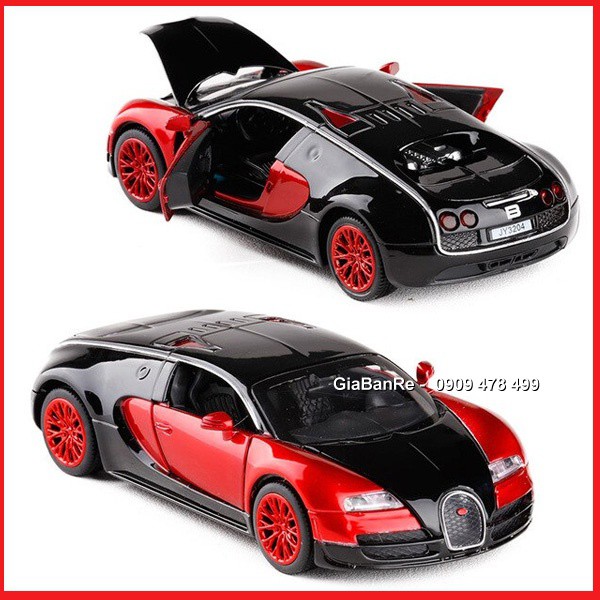 Xe Mô Hình Kim Loại Siêu Xe Kiểu Dáng Bugatti Veyron  Tỉ Lệ 1:32 - Đỏ - 9654