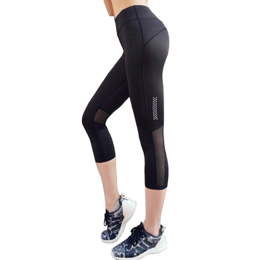 Quần Legging Lửng Tập Gym &amp; YoGa Nữ Phối Lưới Sau Chân