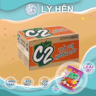Thùng 24 Chai Trà Xanh C2 Hương Đào Chai Nhựa 455ml Date Luôn Mới