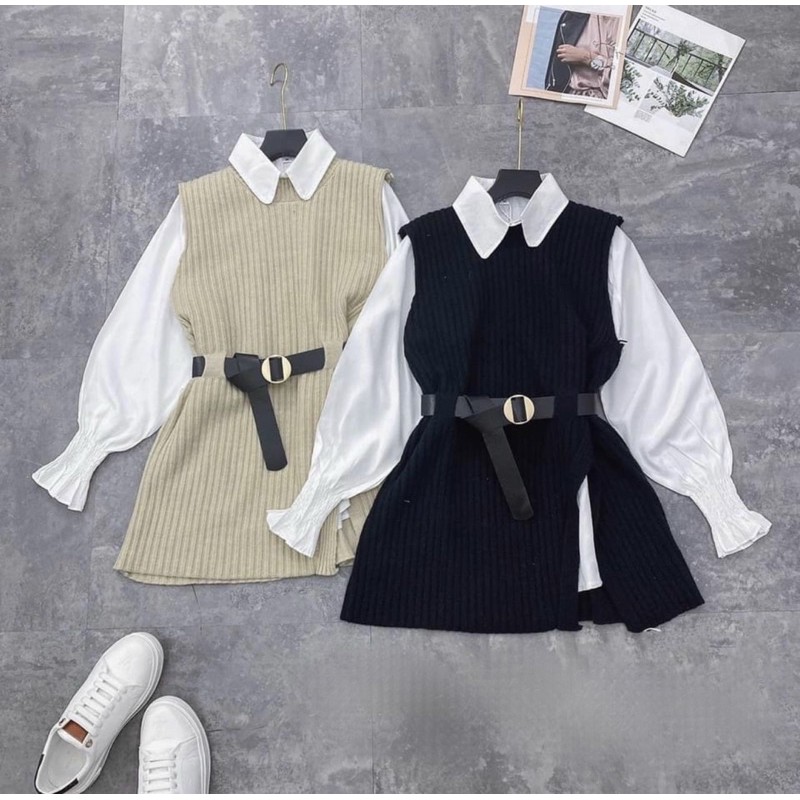 sét áo nữ ( Áo ngoài chất gân đũa Có giãn mềm mại,Áo trong chất vải Cate nhật mềm đẹp | BigBuy360 - bigbuy360.vn