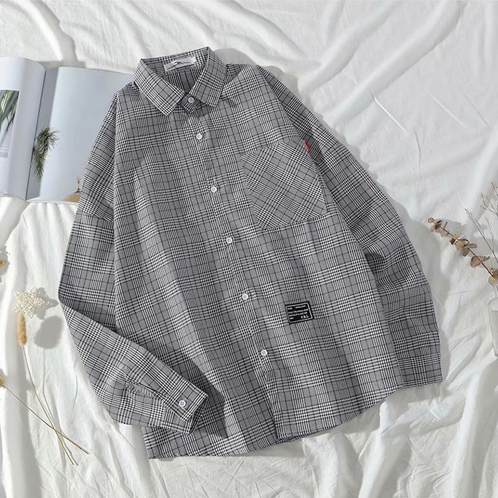 Áo Khoác Sơ Mi Caro Tay Dài Dáng Rộng Chống Nắng Thời Trang Cho Nam