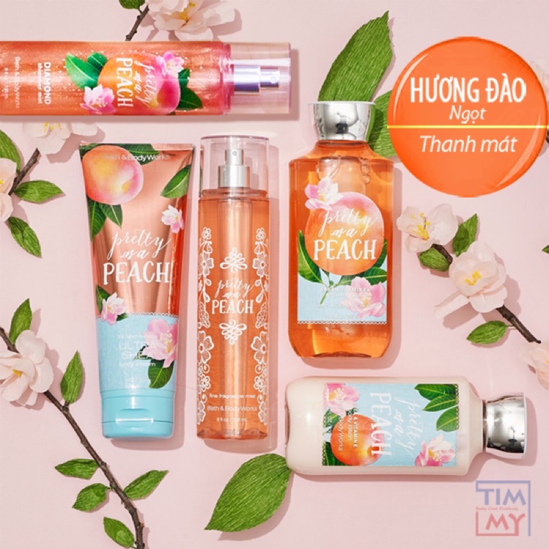 [ Auth-bill mỹ ] Bộ Sản Phẩm Tắm Dưỡng Xịt Thơm Toàn Thân Lưu Hương Mịn Da Bath &amp; Body Works - Pretty As A Peach