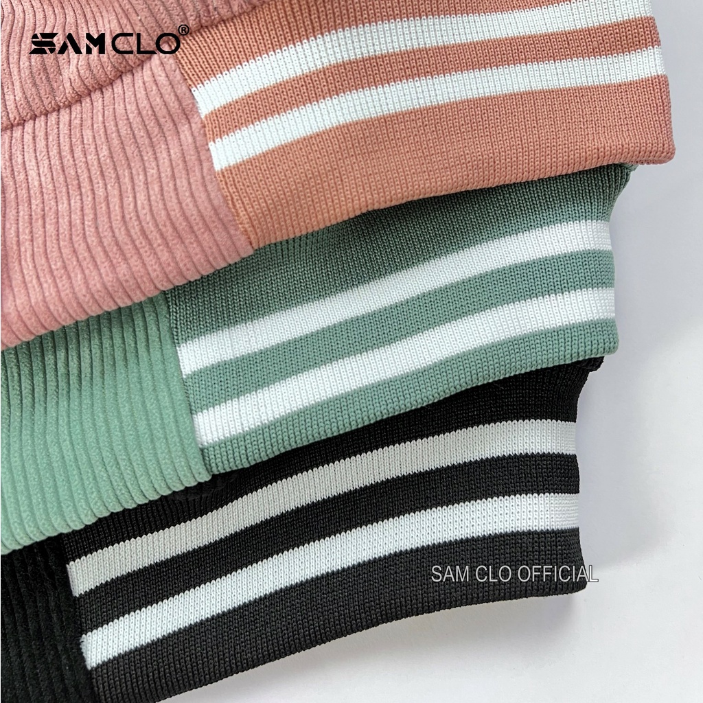 Áo khoác NHUNG bomber CÀI NÚT freesize SAM CLO form rộng nam nữ unisex mặc cặp - couple CÓ CỔ thêu số 09