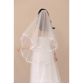 Lúp / voan cài tóc Cô Dâu | 2-layer Satin Binded Veil | CVB-60 (có ảnh thực tế)