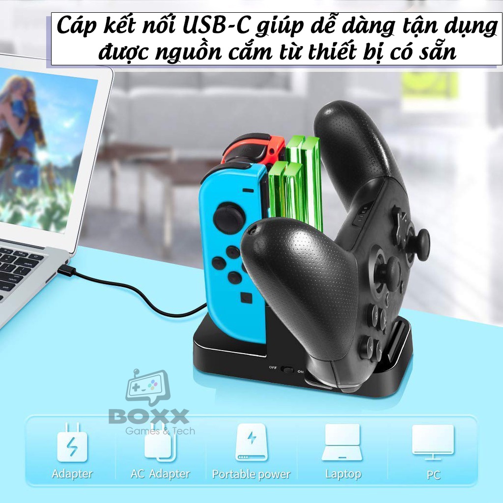 Dock sạc Joycon, Pro controller, Đế sạc tay cầm Pro controller, Joycon máy Nintendo Switch