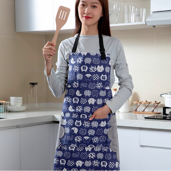 Tạp dề I Love Cooking có lớp vải lau tay ướt 2 bên hông