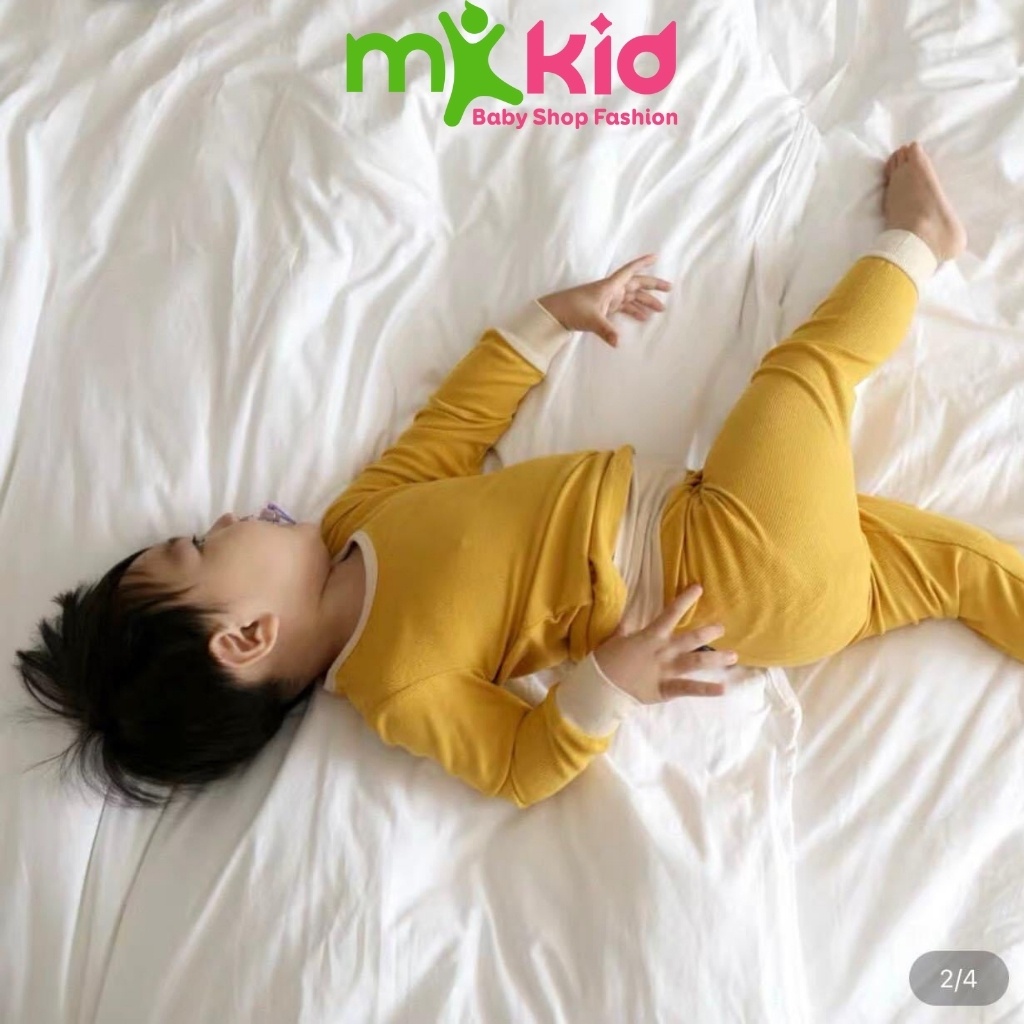 Bộ Body Cho Bé  Cao Cấp  Bộ Minkymom Len Tăm dài tay cho bé trai bé gái .