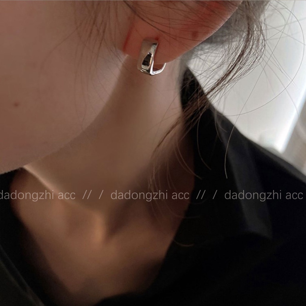 Khuyên Tai Hình Vuông Mặt Đơn Giản Phong Cách Hàn Quốc Độc Đáo Không Cần Nhặt Khuyên Tai Cho Nam Và Nữ