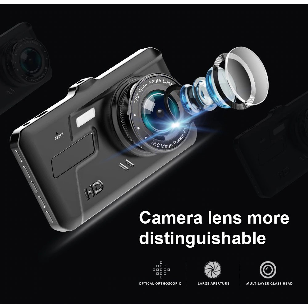 Camera Hành Trình Kép Trước Sau Dual Lens Dành Cho Ô Tô V10 Hỗ Trợ Full HD 1080P - Tích Hợp Màn Hình Cảm Ứng (Đen) | BigBuy360 - bigbuy360.vn