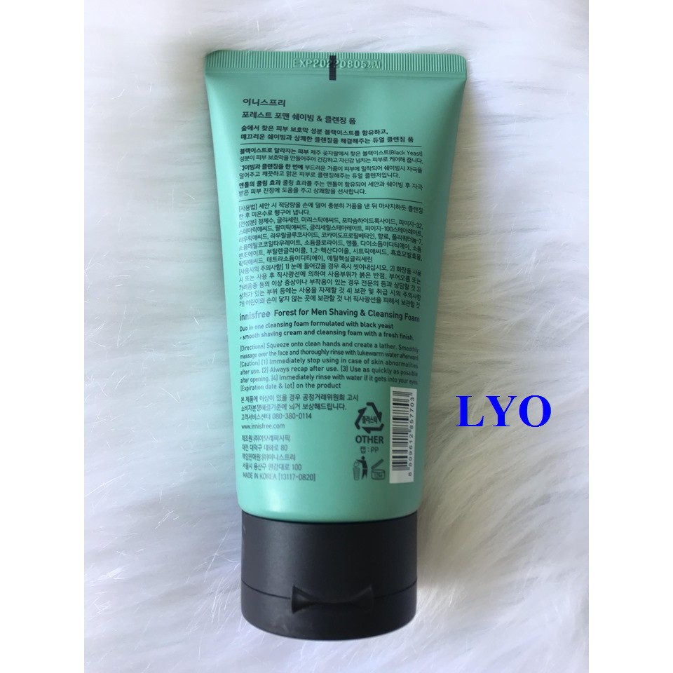 Sữa Rửa Mặt Cho Nam Innisfree Forest For Men Shaving & Cleansing Foam 150ml.