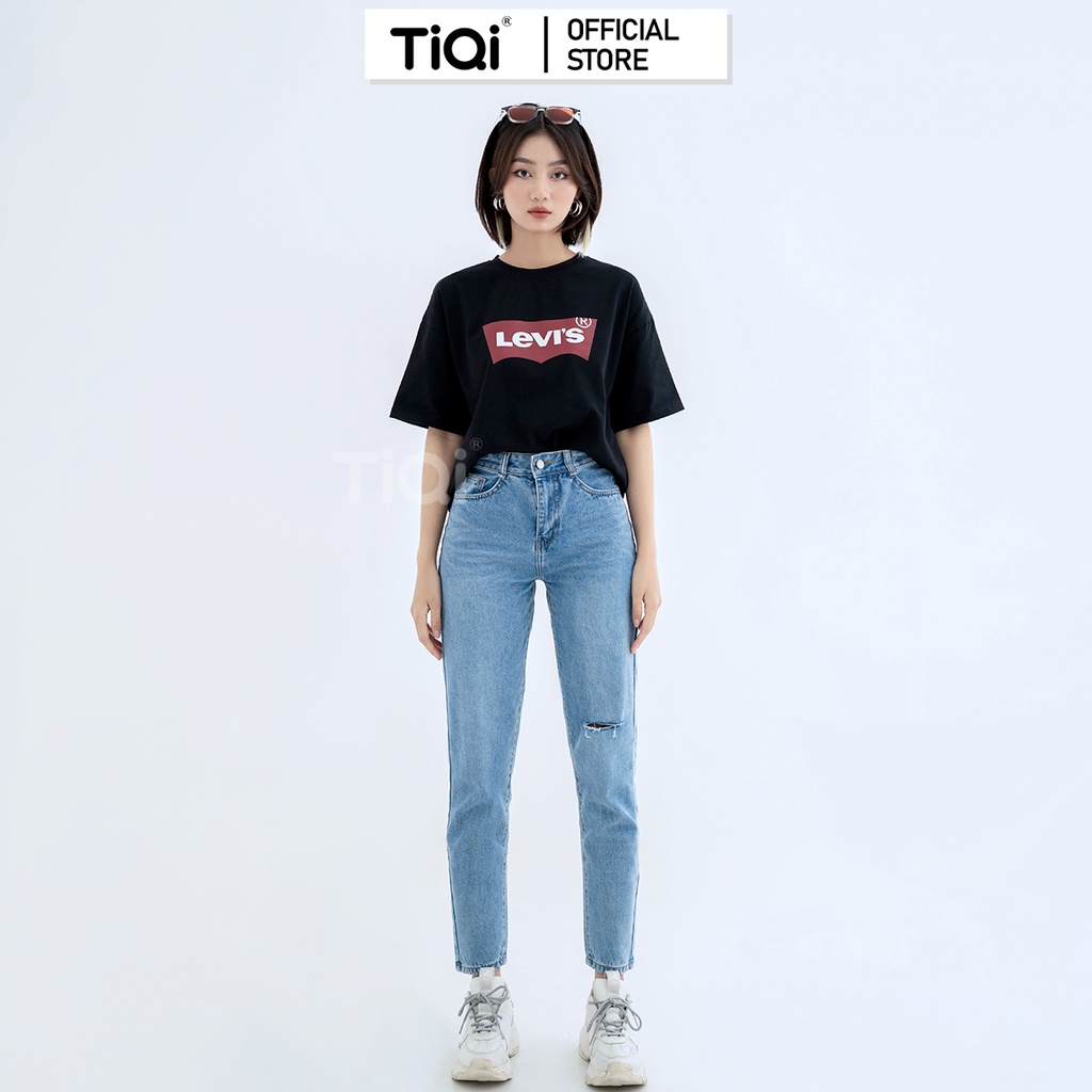 Quần baggy jean nữ rách lưng cao phong cách công sở Cao Cấp TiQi Jeans B1-218 | BigBuy360 - bigbuy360.vn