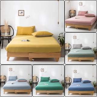 Bộ ga gối drap giường 3 chi tiết cotton TC trơn nhiều màu