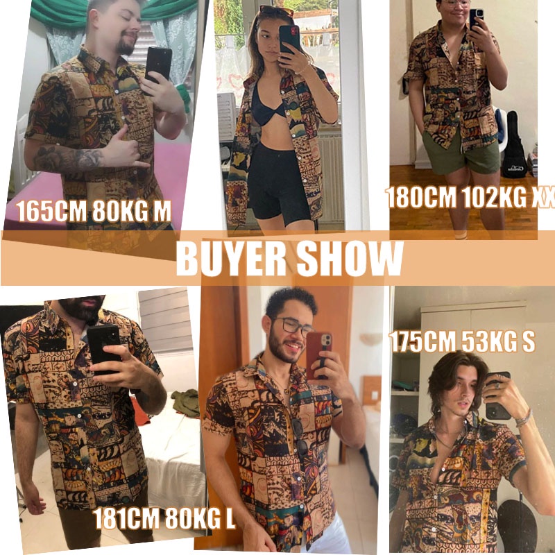 Áo Sơ Mi Tay Ngắn Dáng Rộng In Họa Tiết Hoa Phong Cách Vintage Dành Cho Nam Plus Size