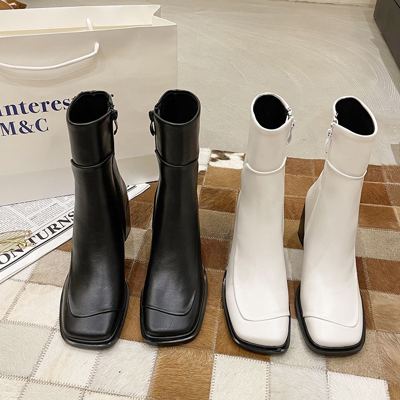 Giày bốt cao gót ống thấp thời trang Hàn Quốc 2021 cho nữ | BigBuy360 - bigbuy360.vn