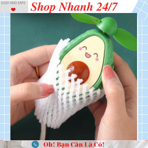 Quạt Mini Cầm Tay Hình Quả Bơ - Siêu Kute - Kèm Dây- Quạt cầm tay