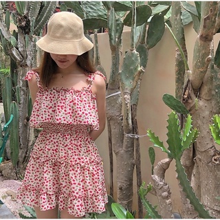 Đầm liền 2 dây họa tiết Cherry