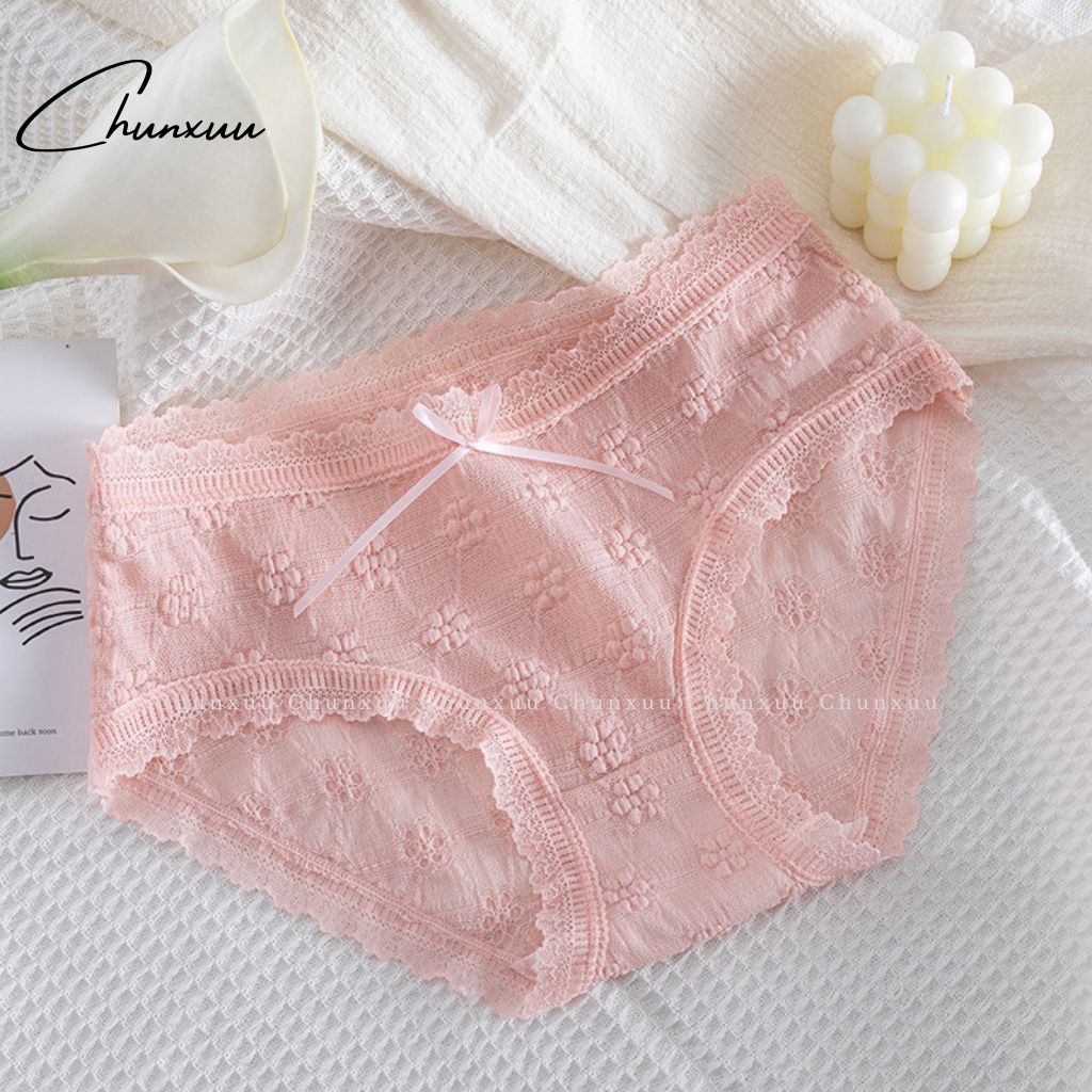 Quần lót nữ ren phối hoa nữ tính CHUNXUU, chất liệu cao cấp mềm mại co dãn thoáng khí QC88