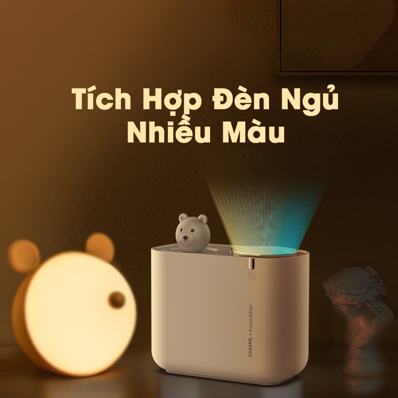 Máy tạo độ ẩm không khí BẢO HÀNH 12 THÁNG máy phun sương Humidifier dung tích 3.3 lít công suất 200ml/h - M202