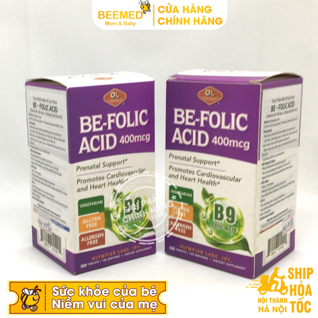 Bổ sung Acid folic cho bà bầu - Be Folic Acid cho mẹ trước sinh và mang thai từ hãng Olympian Labs Mỹ