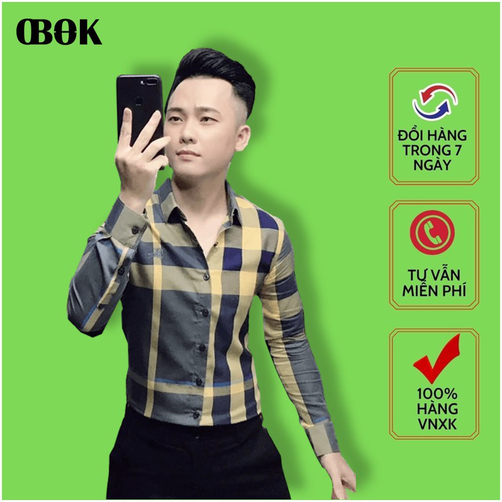 Áo Sơ Mi Nam OBOKFASHION, Sơ Mi Nam Tay Dài, From Chuẩn, Trung Niên, Cao Cấp ASM55