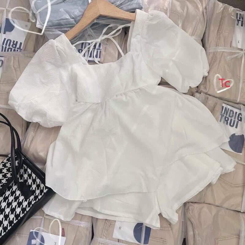 [ GIÁ RẺ BẤT NGỜ ] Set Babydoll Buộc Nơ Công Chúa Đen + Trắng  Xinh Xắn