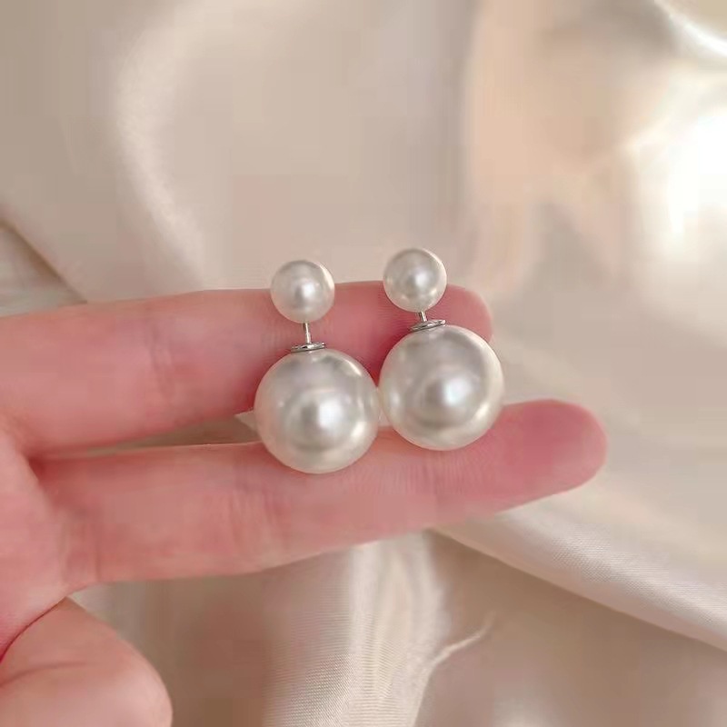 Bông Tai Ngọc Trai Hai Mặt Thời Trang Dành Cho Nữ Khuyên Tai Đơn Giản Cá Tính Hàn Quốc Cho Nữ Trước Và Sau