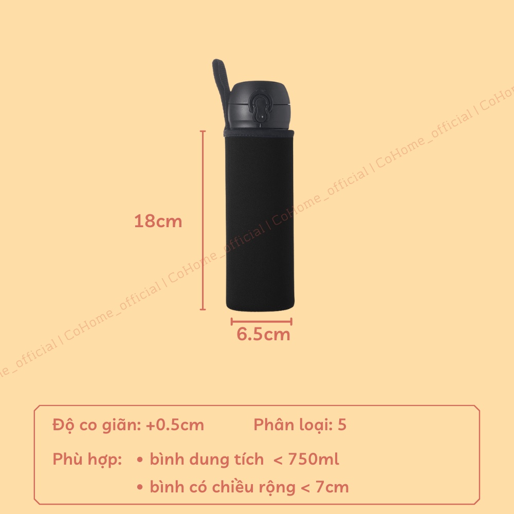 Túi đựng bình giữ nhiệt 550ml chống va đập, túi bình nước có vải dày cách nhiệt kèm tay xách