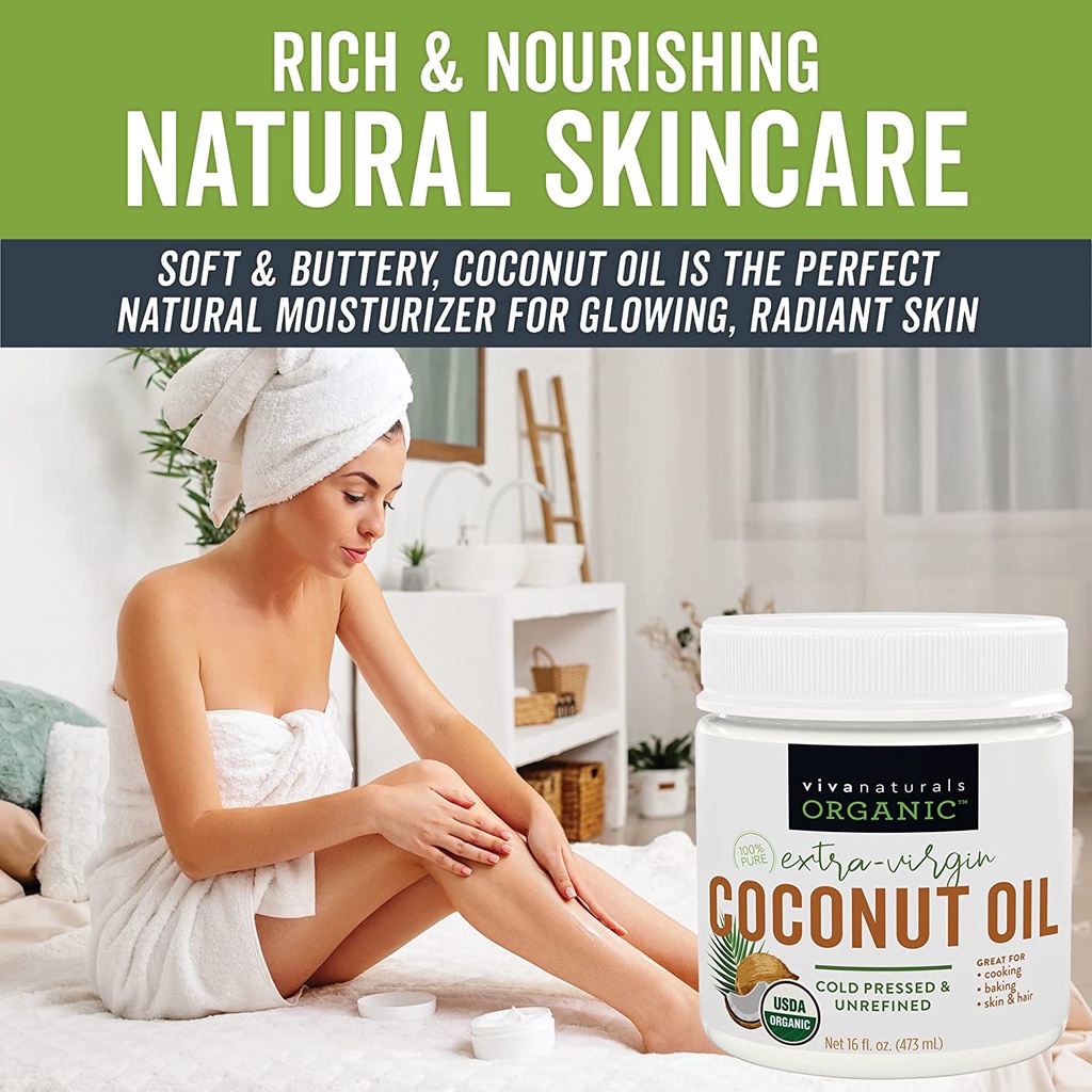 Dầu dừa Viva Naturals Organic Coconut Oil hũ 473ml [Hàng Mỹ hạn dùng tháng 4/2023]