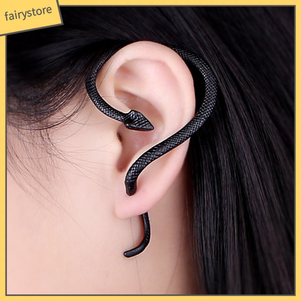 1 Khuyên Vành Tai Hình Rắn Phong Cách Punk Thời Trang