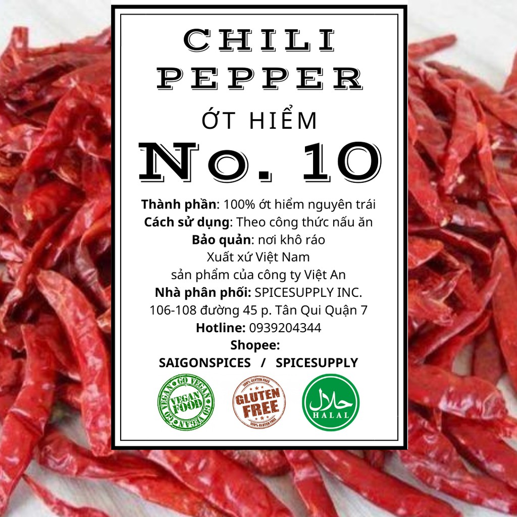 Whole Chili - Ớt trái khô SPICESUPPLY Việt Nam nguyên trái siêu cay Hũ 30g