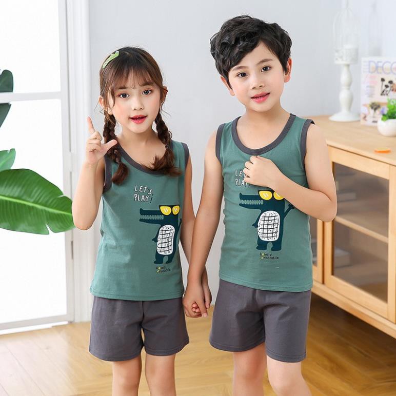 [ Rẻ nhất shopee] Bộ quần áo cộc tay cho bé trai, bé gái chất liệu cotton hàng Quảng Châu cao cấp size to từ 4-10 tuổi