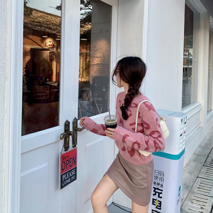 Áo Sweater Xiaozhainv Tay Dài In Họa Tiết Da Báo Phong Cách Hàn Quốc Xinh Xắn Dành Cho Nữ | BigBuy360 - bigbuy360.vn