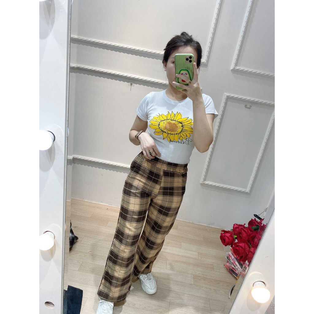 Quần Suông Ống Rộng Kẻ Sọc Ca Ro-HươngSu-(Q068)