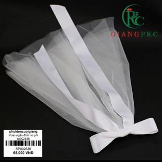 Voan cài tóc cô dâu voan trơn ngắn đính nơ dài mẫu voan cô dâu 2019 Giangpkc