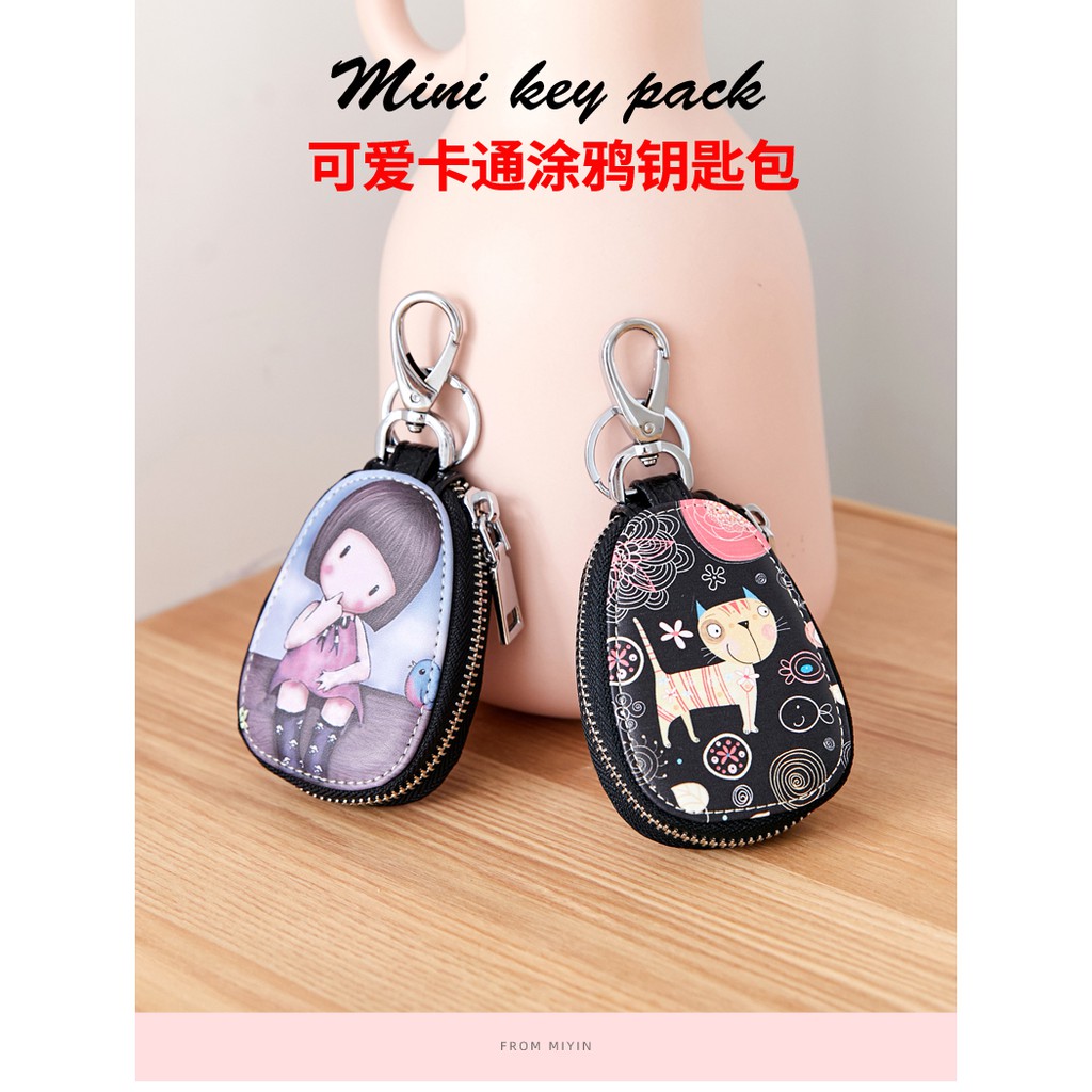 Túi móc chìa khoá xe hơi có khoá kéo in hoạ tiết graffiti dễ thương xinh xắn | BigBuy360 - bigbuy360.vn