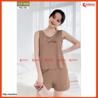 Bộ Mặc Nhà 𝐂𝐀𝐑𝐃𝐈𝐍𝐀 Sát Nách Chất Cotton Nhật Cao Cấp, Co Giãn Cực Tốt Mềm Mịn Nhẹ Thoáng Mát 1CF18
