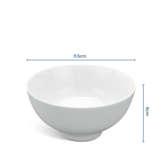 Chén cơm Minh Long combo 5 bát ăn cơm sứ cao cấp 11.5 cm loại Jasmine Trắng sử dụng trong gia đình