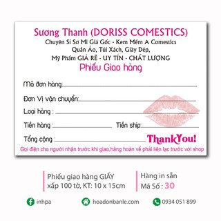 Phiếu giao hàng 400 tờ Sương Thanh