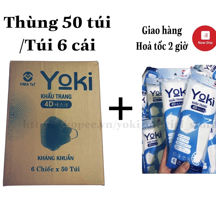 Thùng 50 Túi (300 cái) Khẩu Trang 4D YOKI KF94 4 Lớp Kháng Khuẩn Chống Bụi Mịn PM2.5