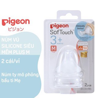 Núm ty cổ rộng silicone Pigeon Plus đủ size