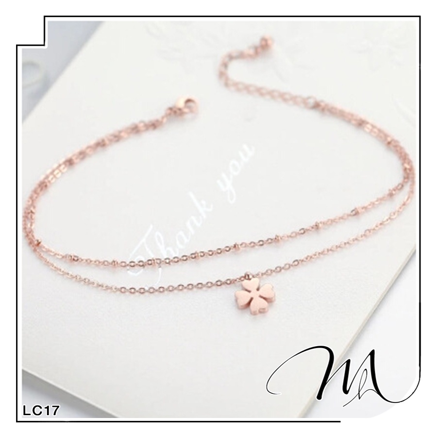 Lắc chân nữ Titan không gỉ dây đôi cỏ 4 lá may mắn - Măng's House LC17